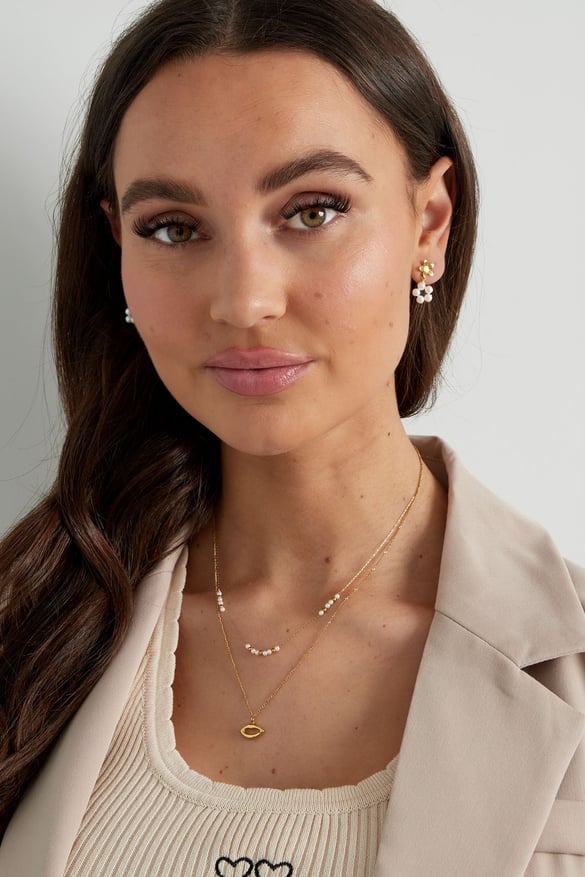 double necklace kiss with pearl 2