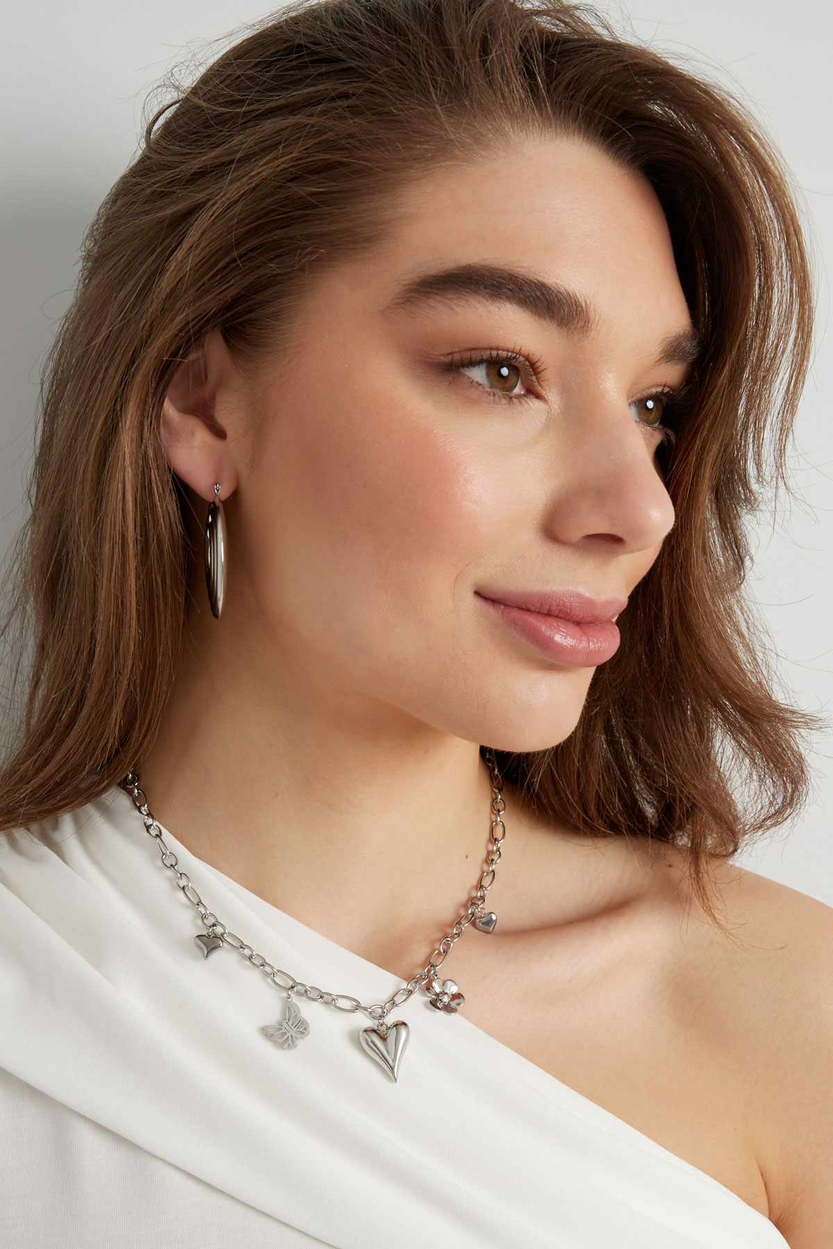 Natural love charm necklace - Silver Color color