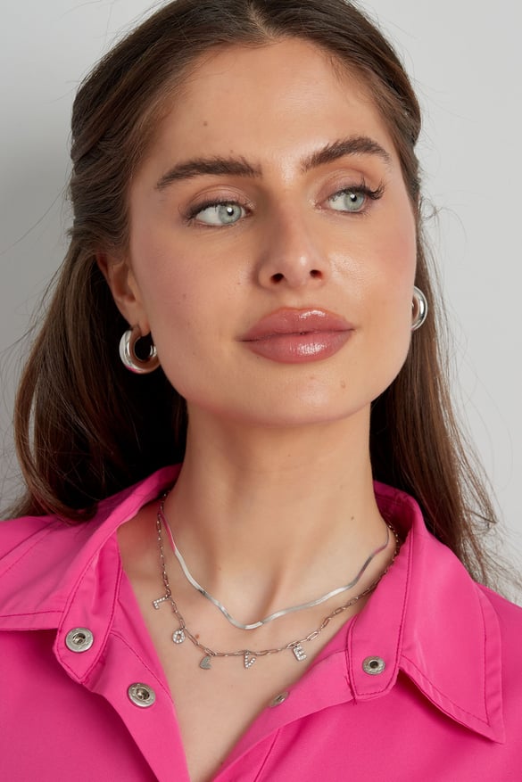 Charm necklace love letter - Silver Color color 2