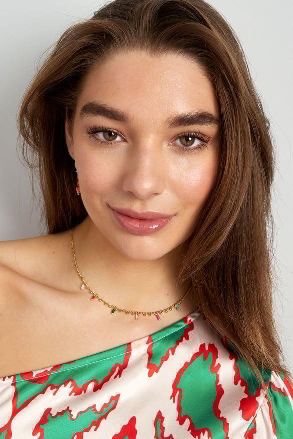 Collier à breloques couleurs désordonnées - doré 2