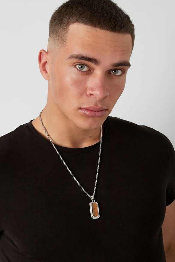 Collar de hombre con colgante - turquesa 