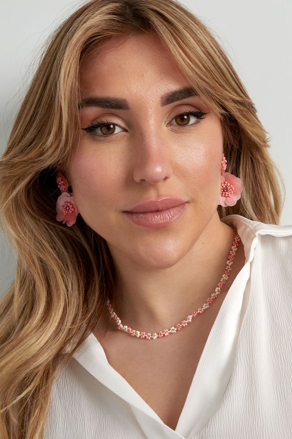 Collier power floral - rose clair 2