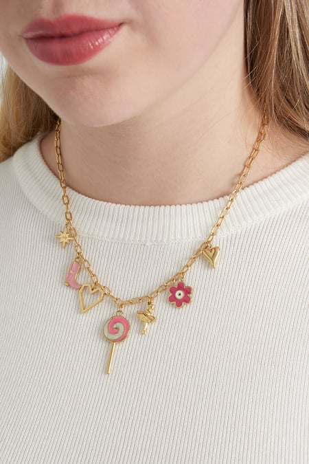 Candy store charm necklace - pink/Gold color  