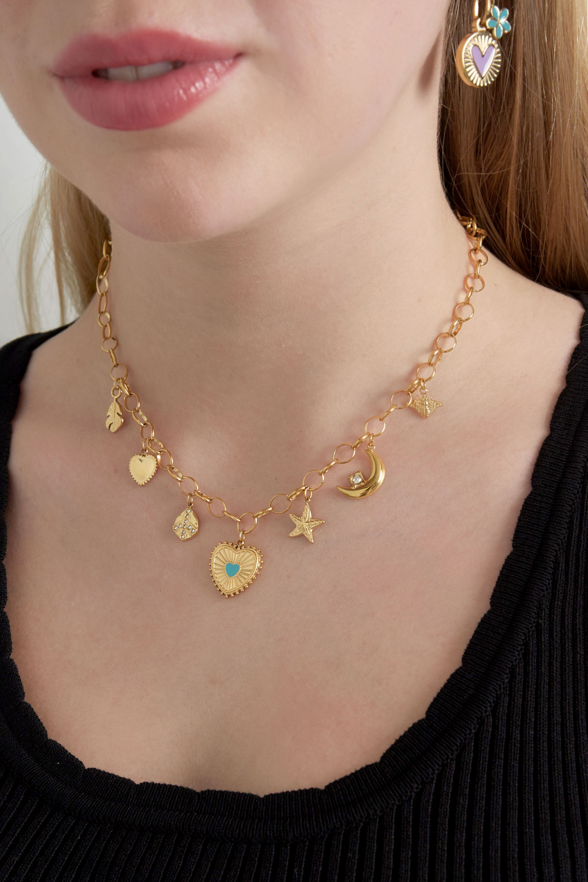 Sunny love charm necklace - Silver Color color