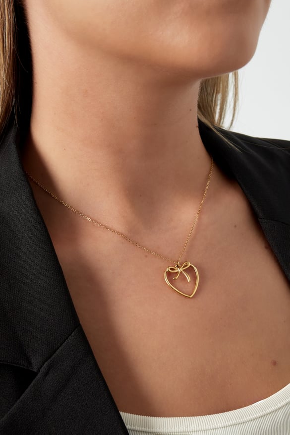 collana con fiocco a cuore - colore oro 2