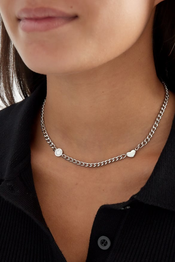 smile &amp; heart chain necklace