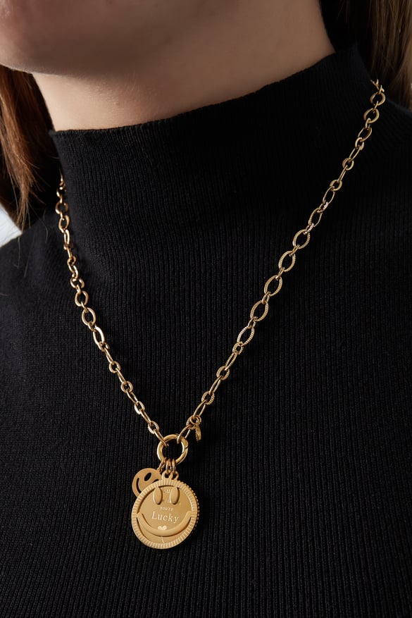 collier funky smile - couleur or