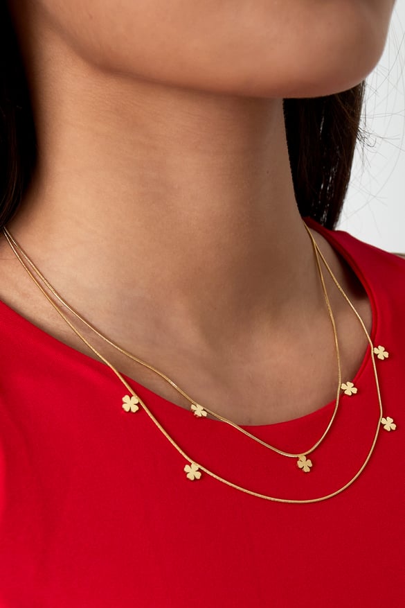 Collier double trèfle - Couleur dorée 2