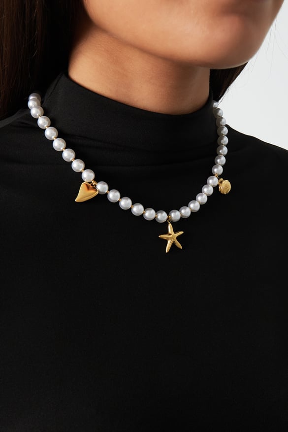 collana di perle giorno di mare - colore oro