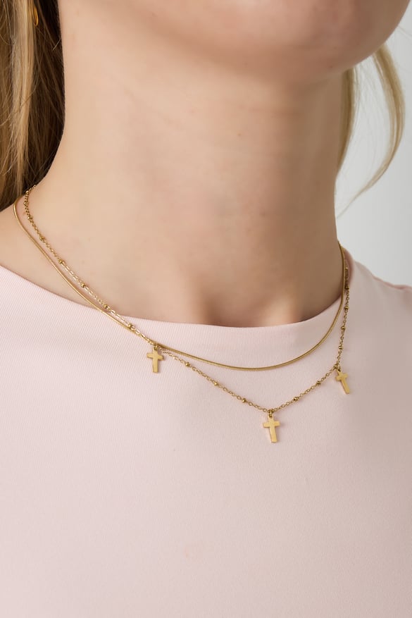 304S.steel Layered Necklaces Cross Casual Daily Simple Series Women's jewelry 2
