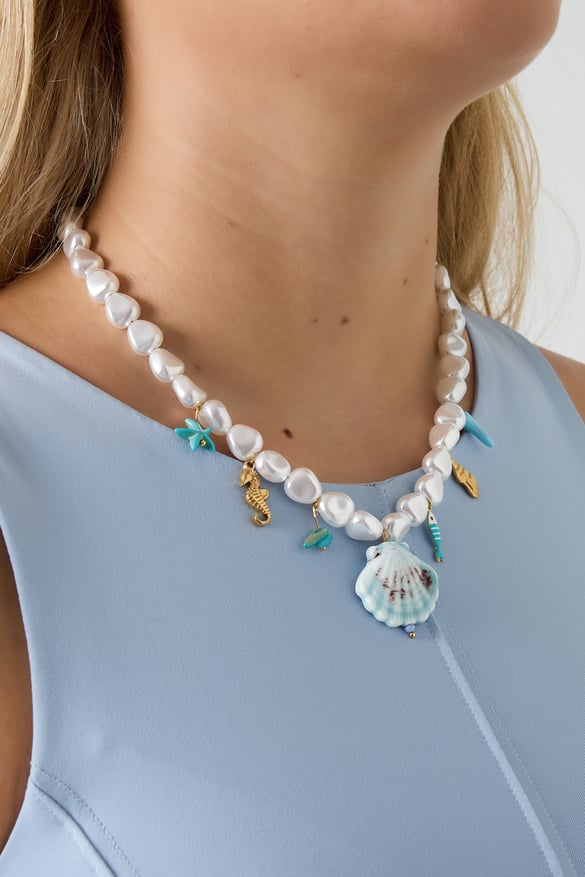 Collares de perlas artificiales con diseño de tortuga, estilo casual, para vacaciones y playa, serie sencilla, joyería para mujer 2