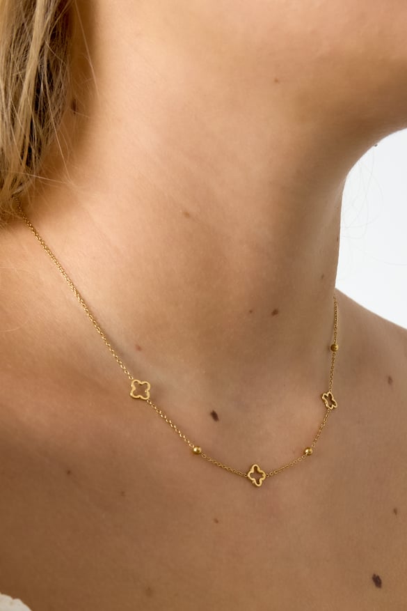 Kolye açık yonca Gold Stainless Steel 2