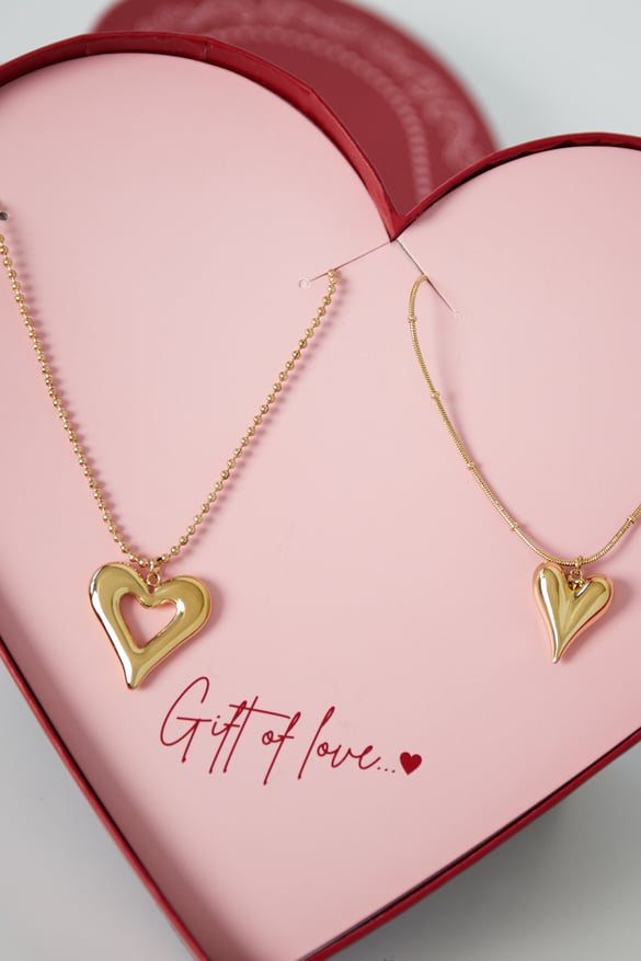 gift of love stainless steel double hearts necklaces