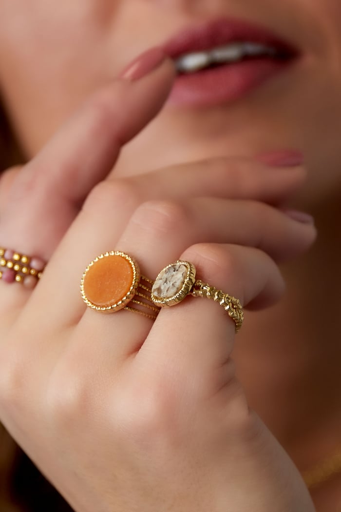 Statement ring elegant - red - Natural stone collection Fuchsia Stainless Steel One size Picture2