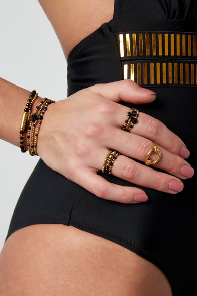 Ring steentjes - Natuurstenen collectie - Goud kleur/wit Wit Goud kleur Stone One size h5 Afbeelding2