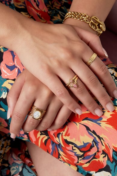 Ring mit anmutiger Form und Stein – rosa h5 Bild2