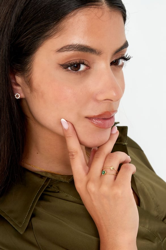 double ring natural stone and star green 2