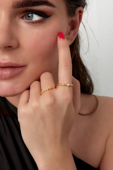 Ring Diamantstein – 925er Silber – Goldfarbe – 16 h5 Bild2