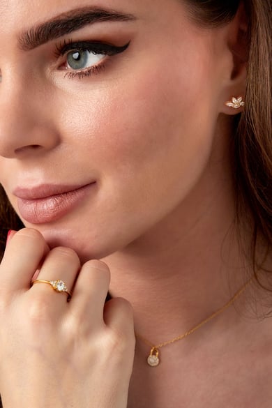 Ring mit mehreren Steinen – 925er Silber – Goldfarbe – 16 h5 Bild2