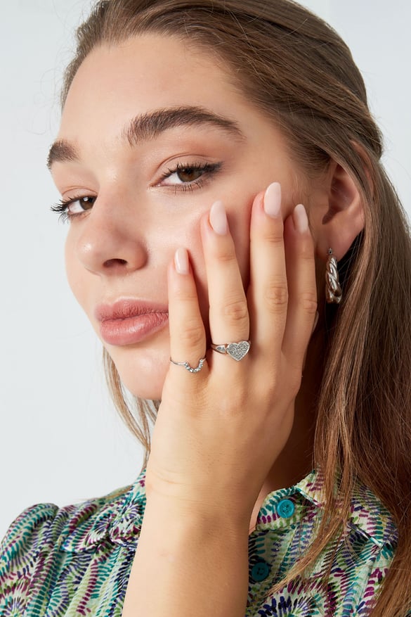 bague lune avec pierres - couleur or 2
