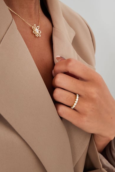 Ring kleine Steine in einer Reihe – Goldfarbe – 16 h5 Bild2