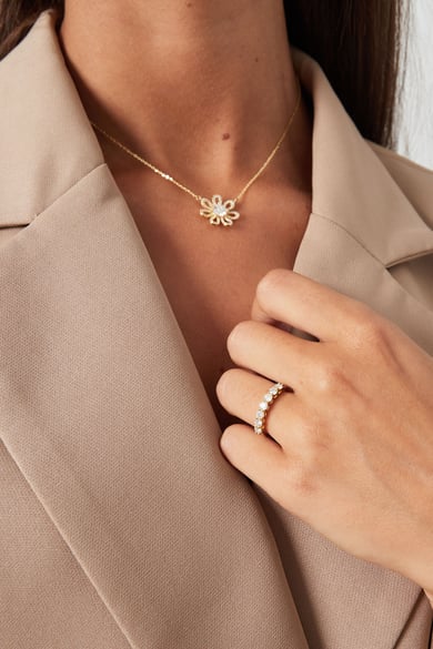 Ring kleine Steine in einer Reihe – Goldfarbe – 16 h5 Bild4