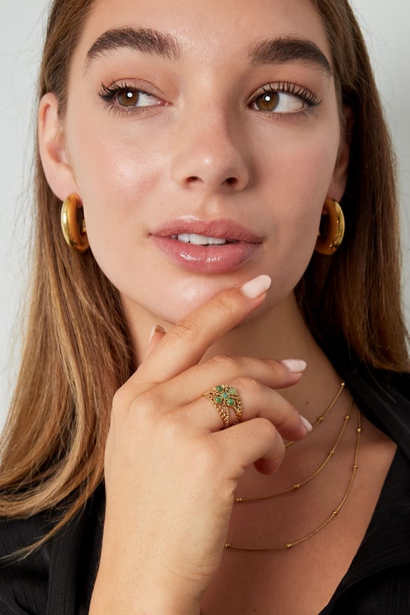 ring layers cross with stone - rose  2