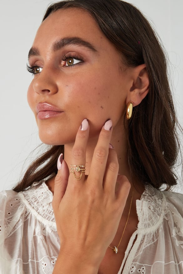anello frizzante con pietre - colore oro 2