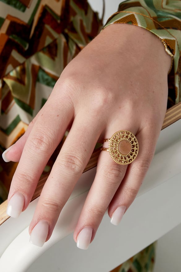 Baroque ring with stone - green 2
