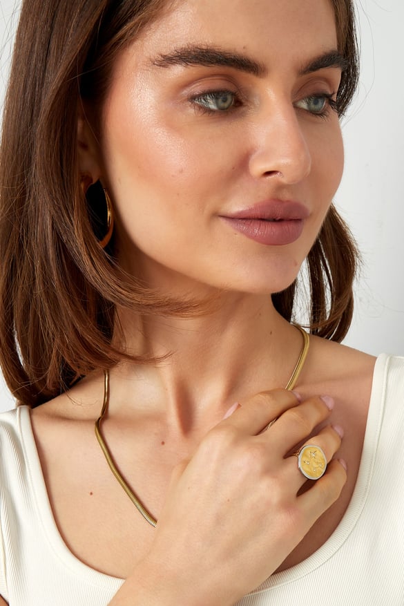 Ring round with stars - Gold color/silver