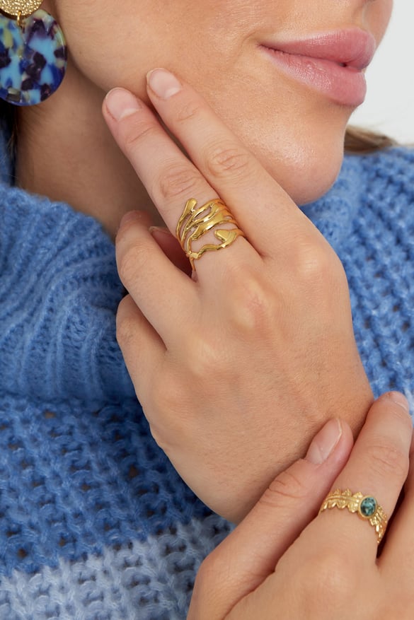Ring aesthetic leaves - Silver Color color