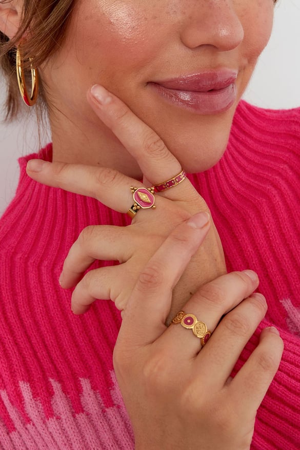 Ring im Vintage-Look farbig - Goldfarbe/grün 2