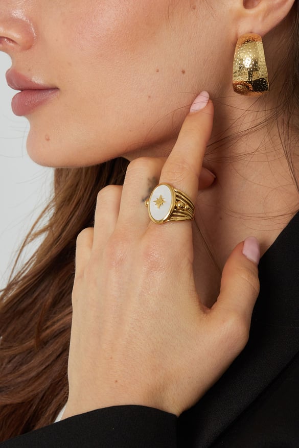 Ring enamel star - Silver Color color