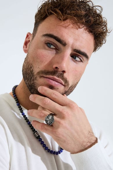 Ornamento per anello da uomo sottile - Colore argento h5 Immagine2