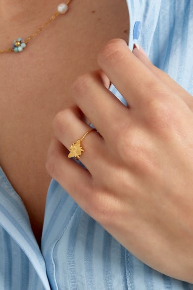 Ring mit Biene – Goldfarbe - Goldfarbefarbe h5 Bild2