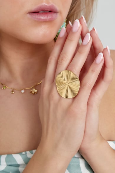 Ring mit rundem Muster - Goldfarbe h5 Bild2