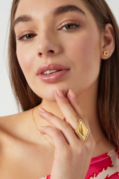 Ring Vintage-Diamant-Detail – Goldfarbe - Goldfarbefarbe h5 Bild2