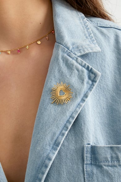 Sonnenliebesbrosche – Goldfarbe  - Goldfarbefarbe h5 Bild4