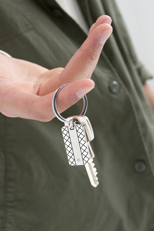 Keychain with pattern charm - Silver Color color
