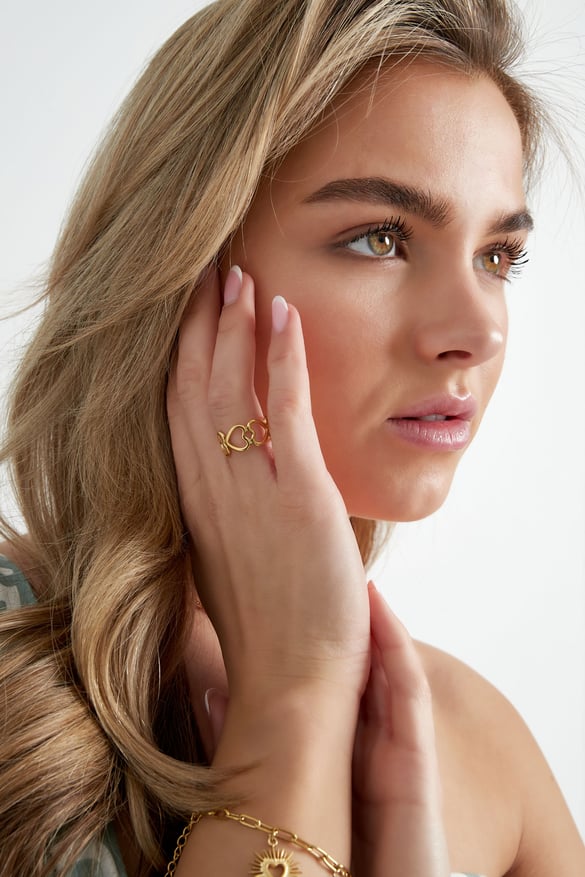 Ring heart connected - Silver Color color
