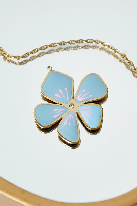 Charm Hawaiian flower - blue pink 2