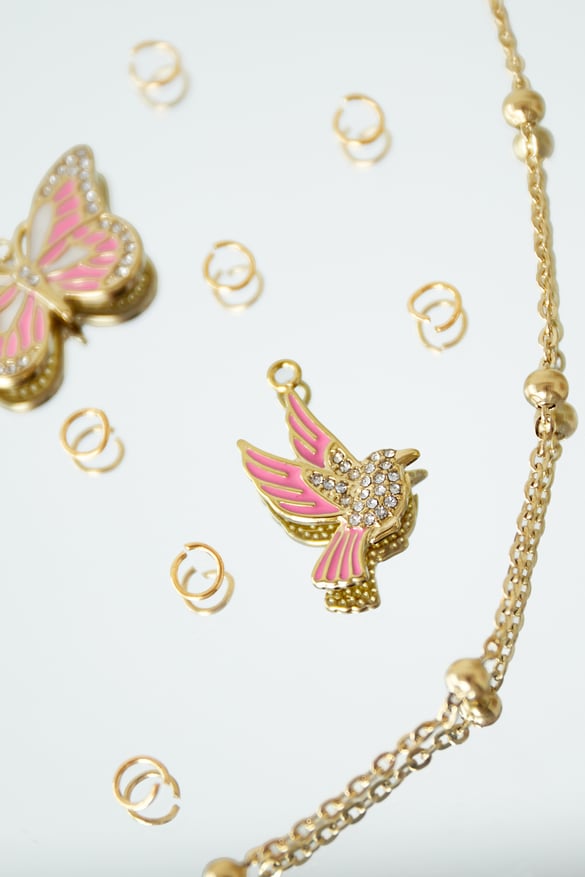 bird charm - pink  2