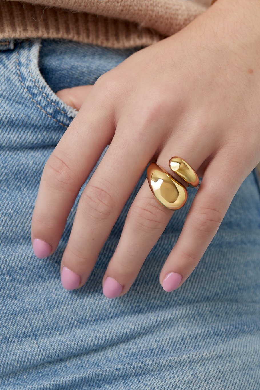 Ring „Verbundene Seele“ – Goldfarbe - Goldfarbefarbe Bild2