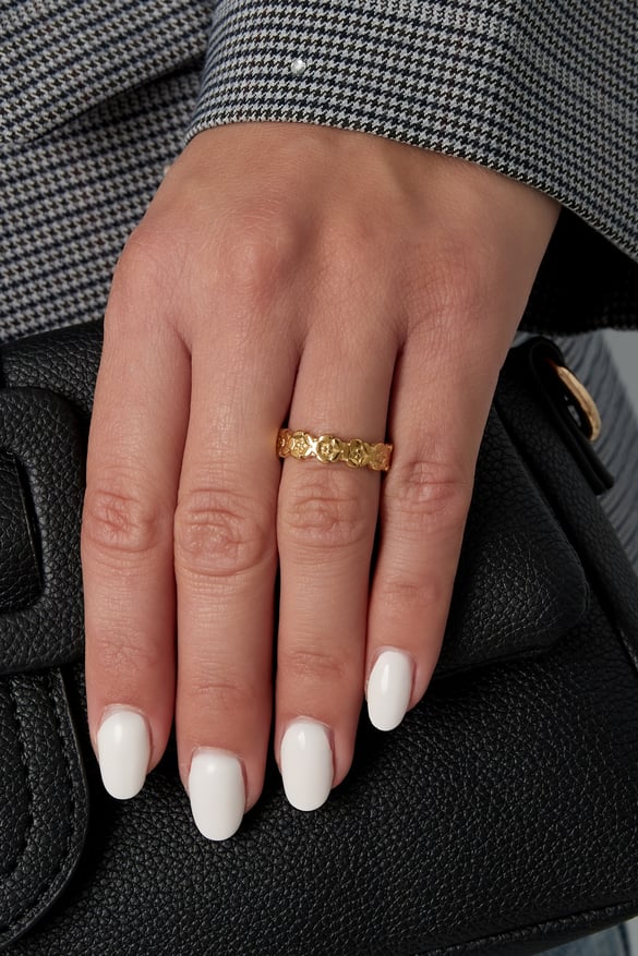 bague fleur scintillante - couleur or 2