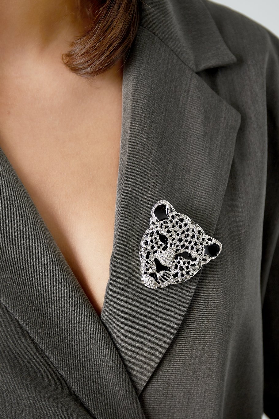 Leopardenbrosche - schwarz &amp; silber Bild2
