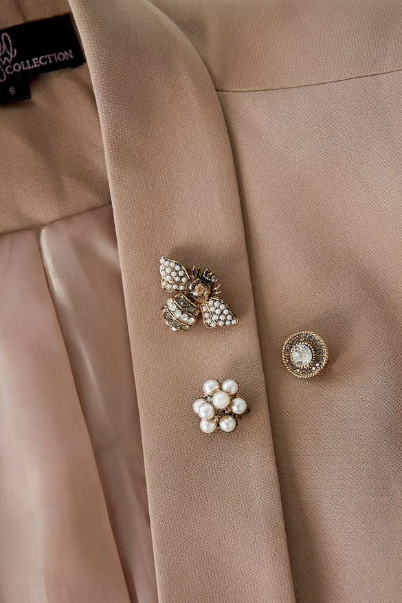 brooches trio busy bee - white 