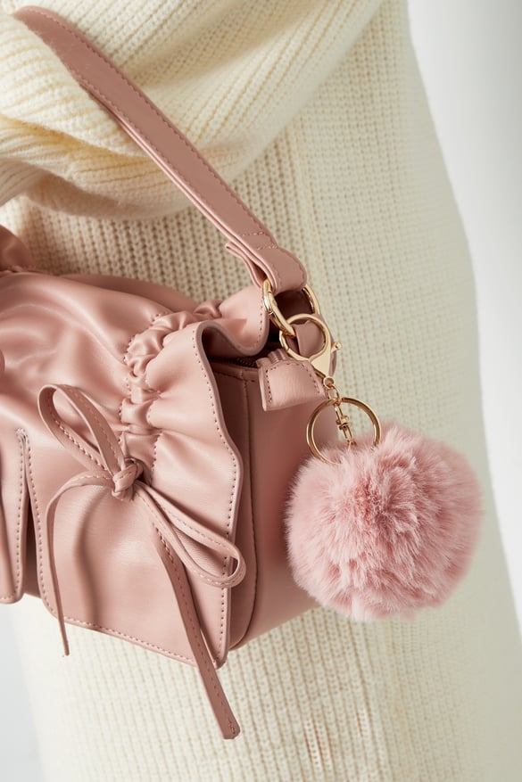 Sleutelhanger puffy bal - Roze goud kleur 2