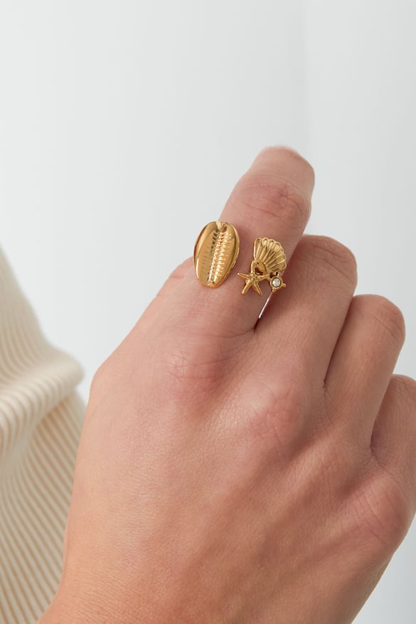 Ocean breeze ring - Goud kleur