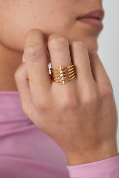 Gestapelter funkelnder Ring - Goldfarben h5 Bild2