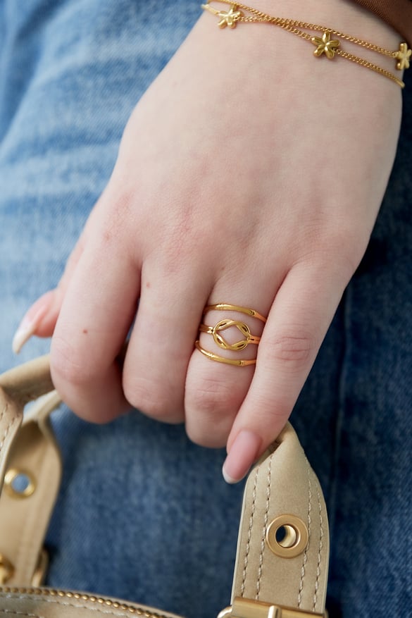 anello nodo a strati - colore oro 2